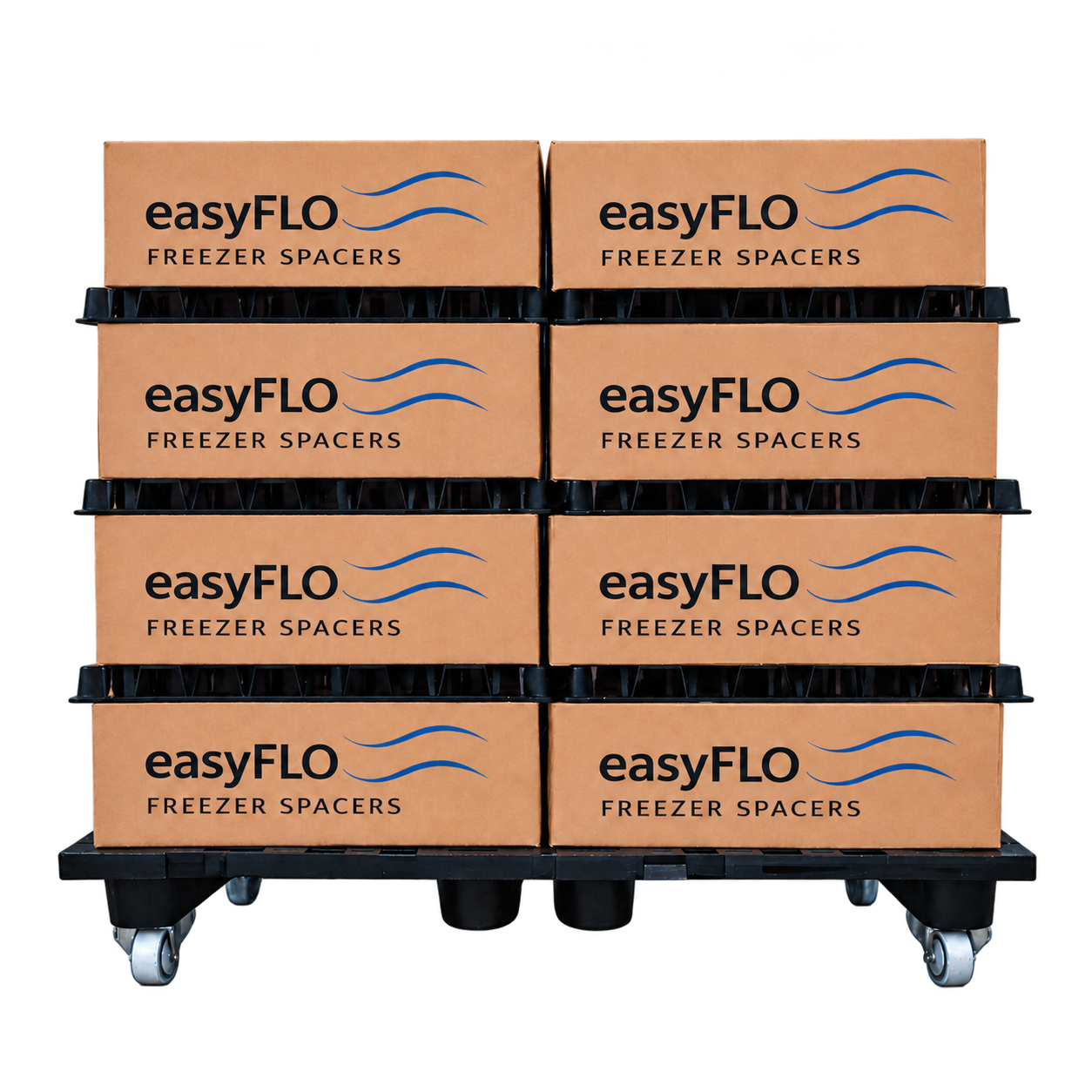 easyFLO freezer spacer supporting stacked palletised boxes in a cold store